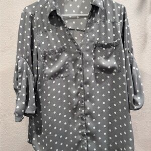 Express Gray Polka Dot Portofino Shirt